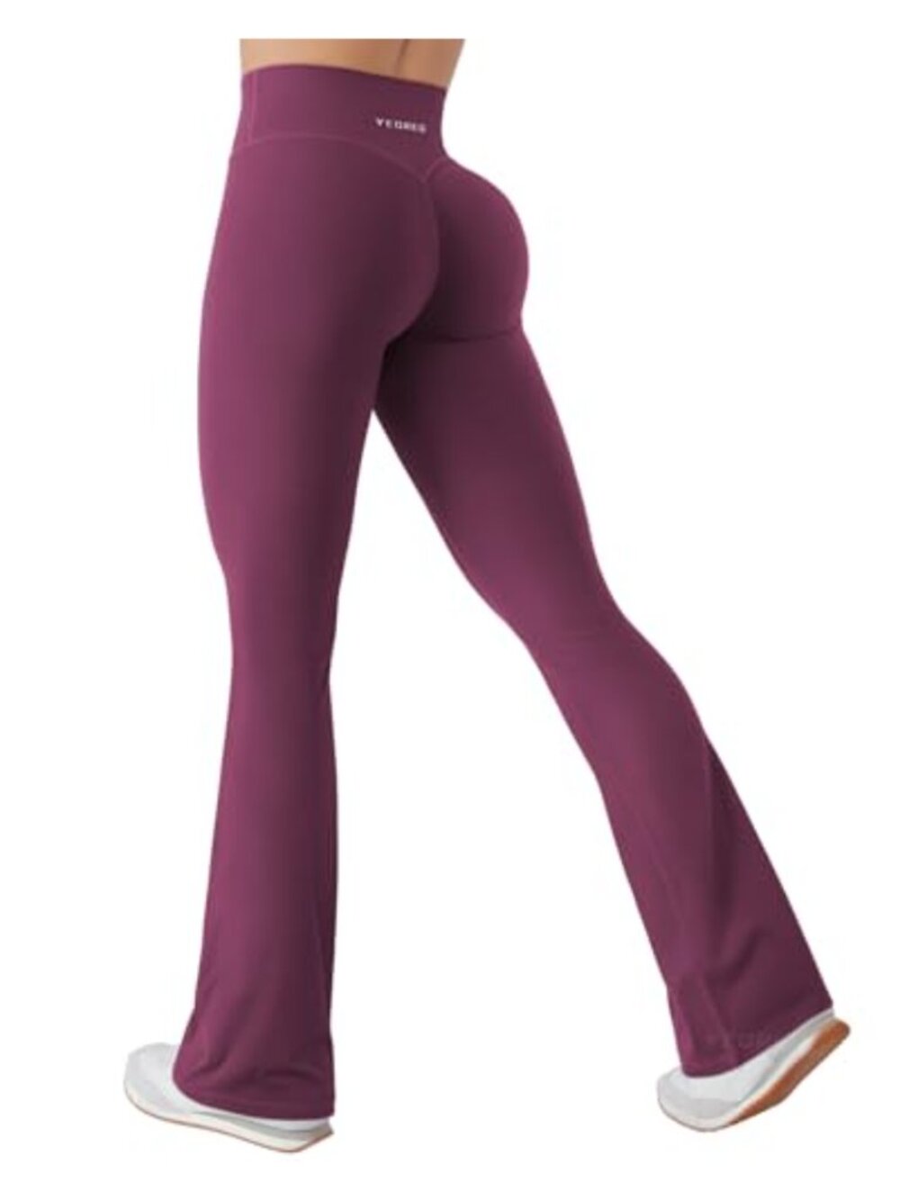 High Waisted Mini Flare Leggings with Hidden Scrunch, No Front Seam, Nylon